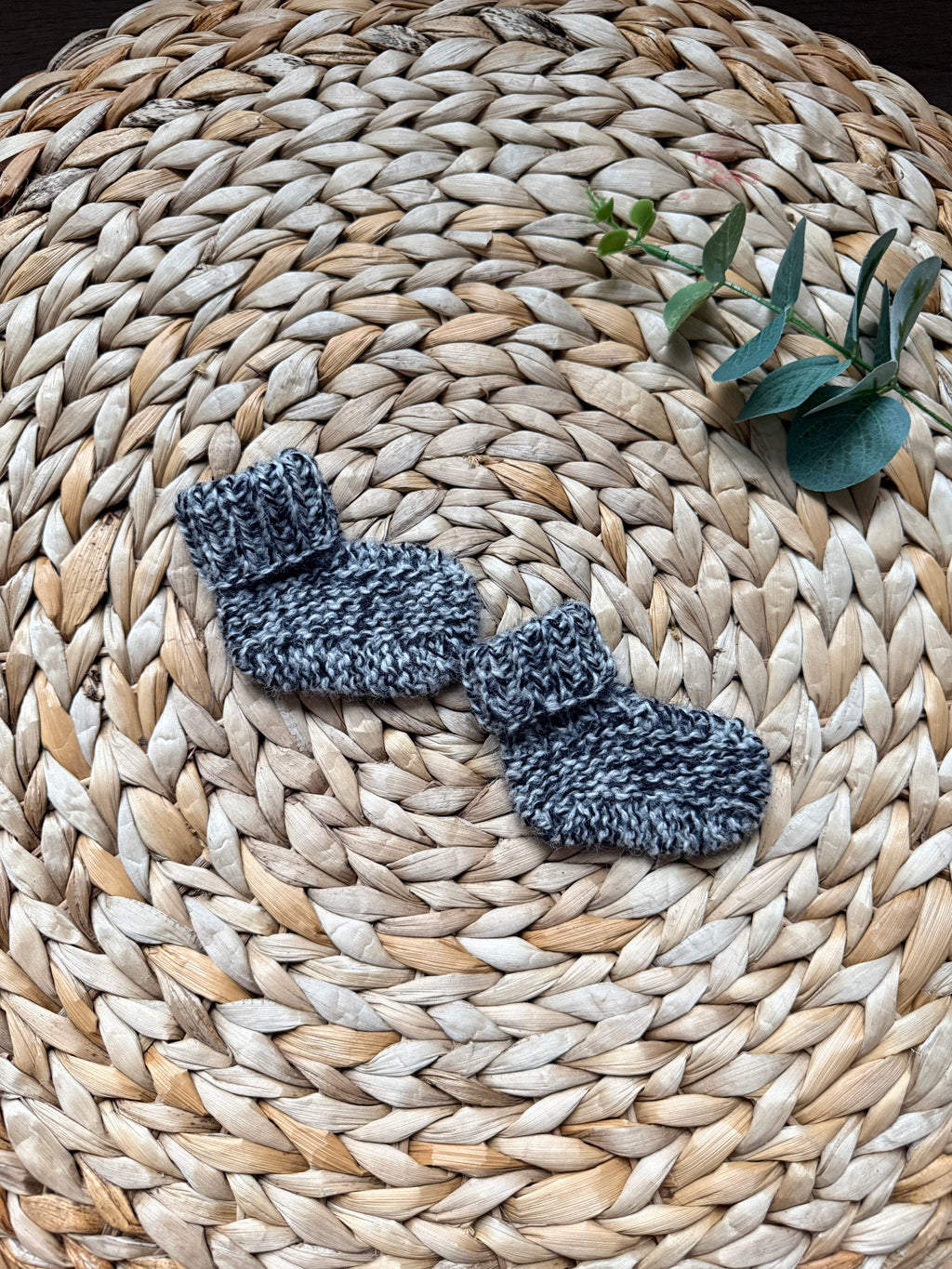 Handmade knitted slippers (wool, nylon)