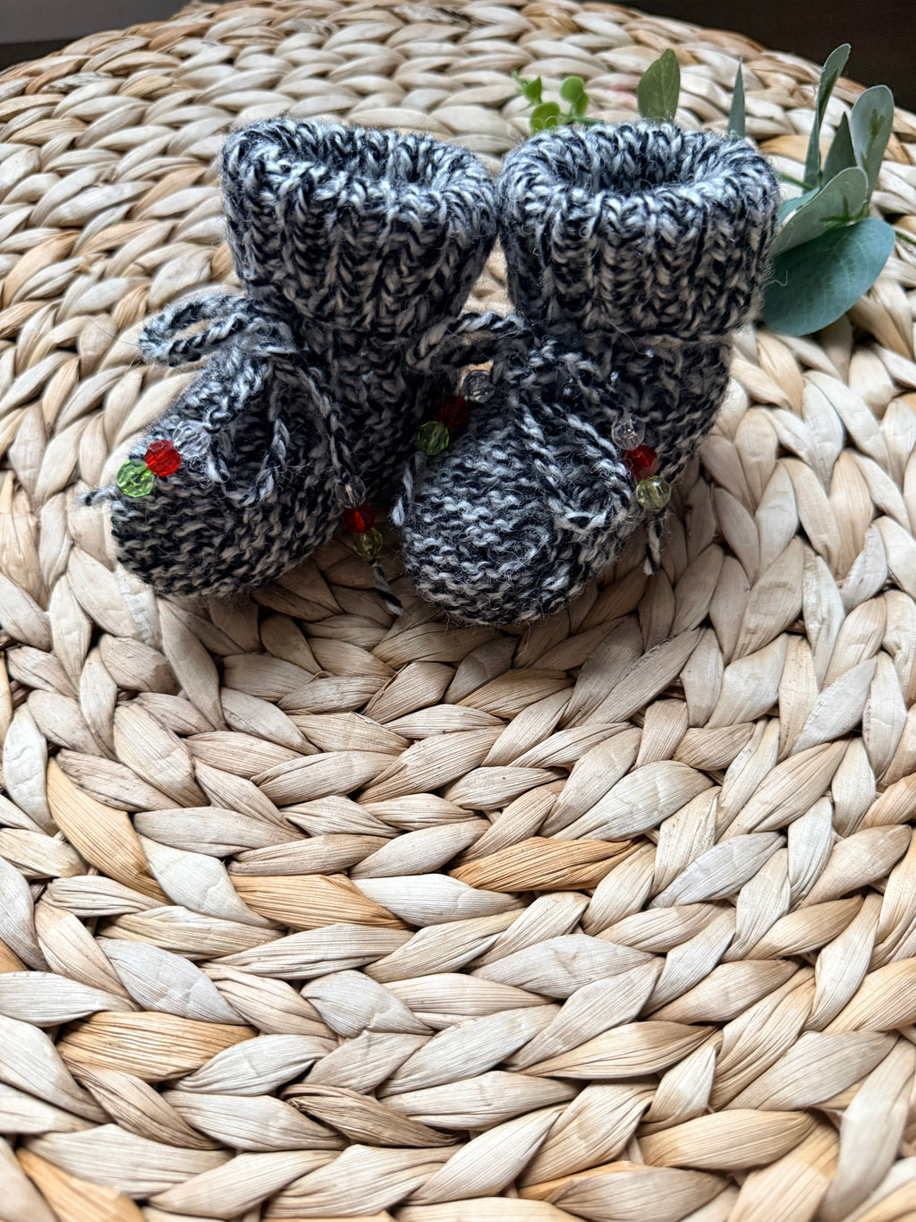 Handmade knitted slippers (wool, nylon)
