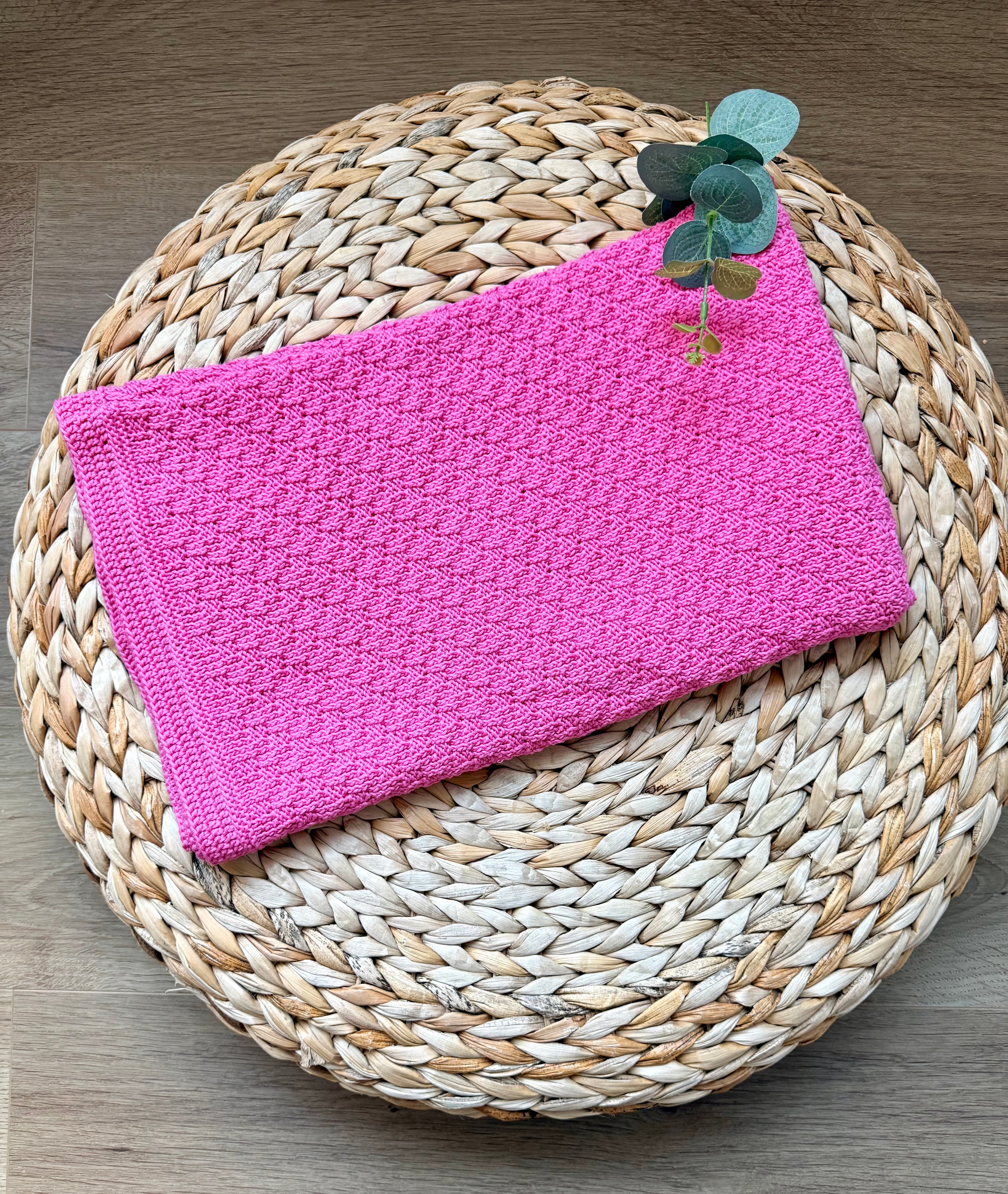 Megztas medvilninis pledukas „Rožinis debesėlis“