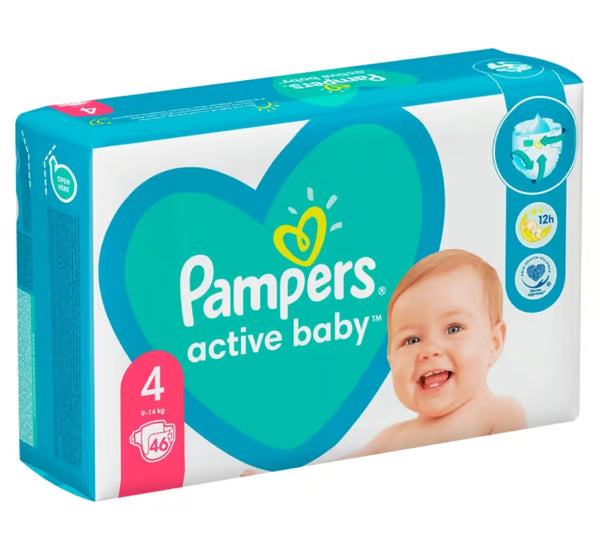 Sauskelnės PAMPERS Active Baby, 4 dydis, 9-14 kg., 46 vnt.